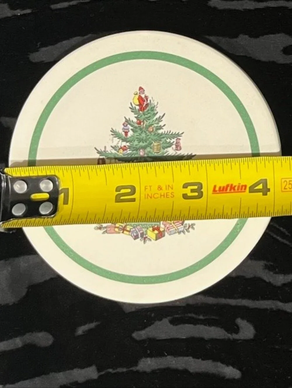 Spode Christmas Tree Absorbent Stone Coasters Set/4  Cork Back Vintage Holiday